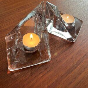 Nybro Swedish Glass Crystal Candle Holders
